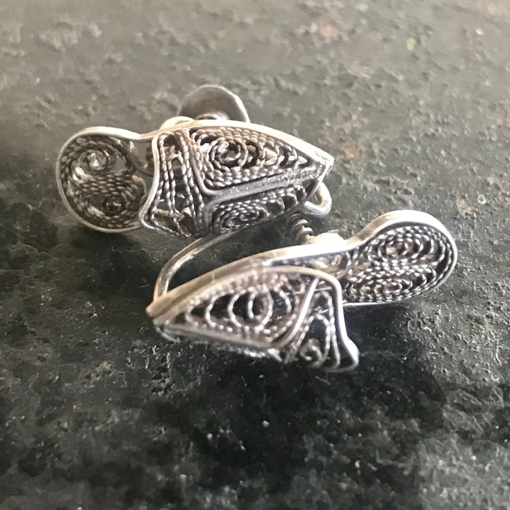 Vintage/Antique Silver Filigree Shoe/Slipper Earrings